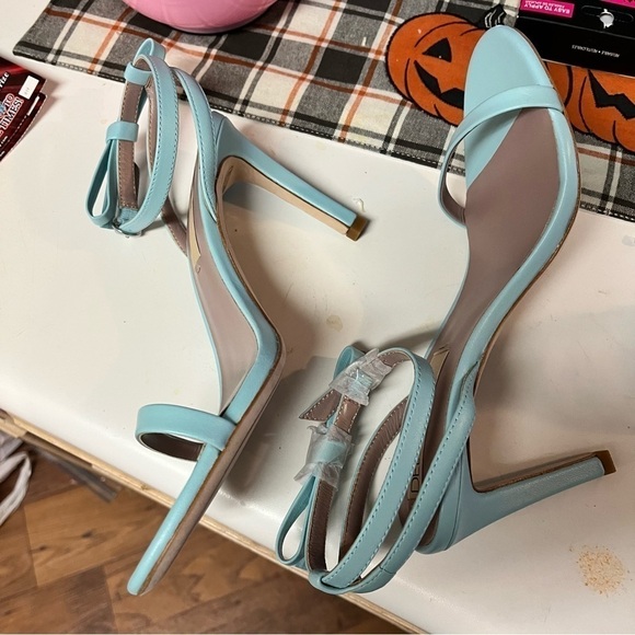 Deltan Miranda Leather Ankle Bow Dress Sandals Blue Mint Green Size 9 NWOT - Picture 3 of 6